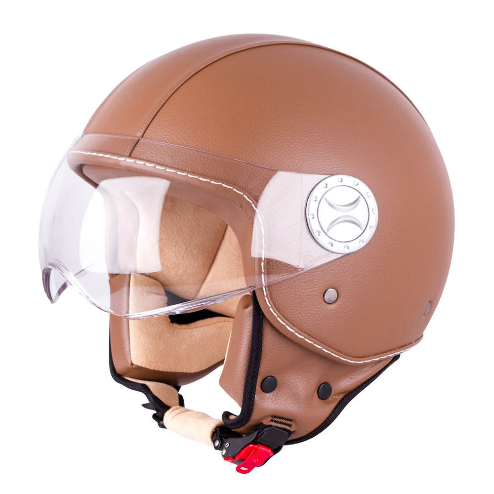 Helma na skútr W-TEC FS-701B Leather Brown  hnědá  XL (61-62)