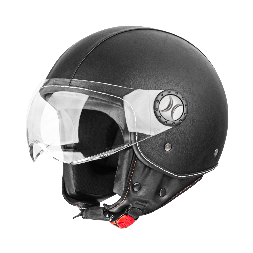 Helma na skútr W-TEC FS-701LB Leather Black  černá  L (59-60)
