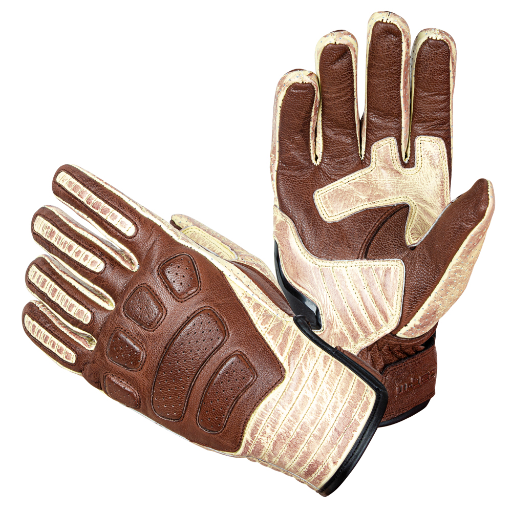 Kožené moto rukavice W-TEC Retro Gloves  hnědo-béžová  L