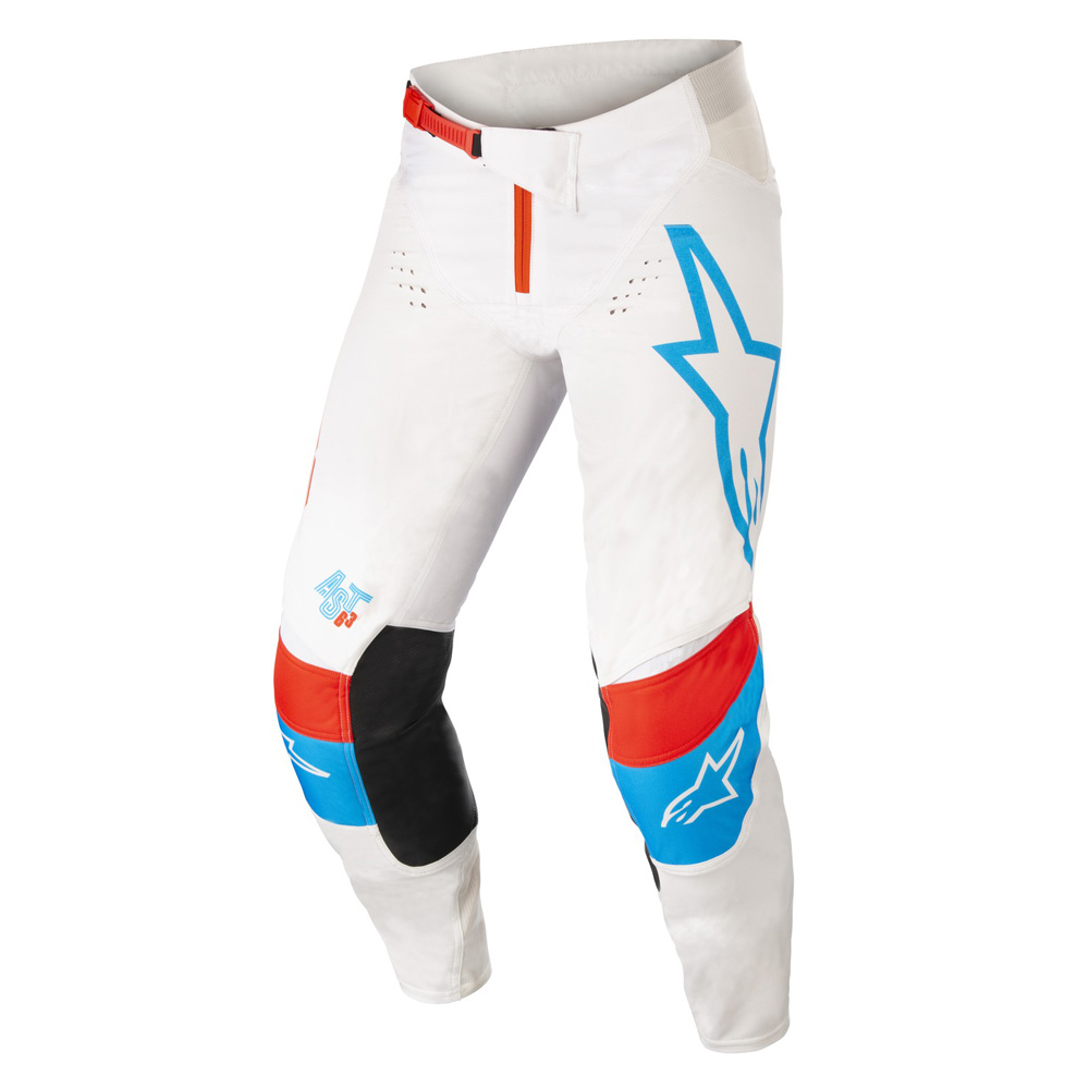 Motokrosové kalhoty Alpinestars Techstar Quadro bílá/modrá neon/č