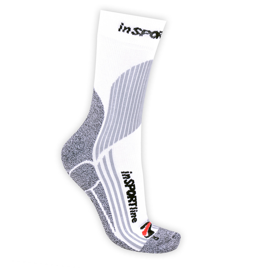 Multifunkční ponožky inSPORTline COOLMAX a ionty stříbra  bílá