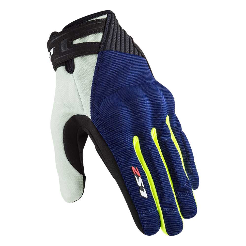 Pánské moto rukavice LS2 Dart 2 Blue H-V Yellow  modrá/fluo žlutá