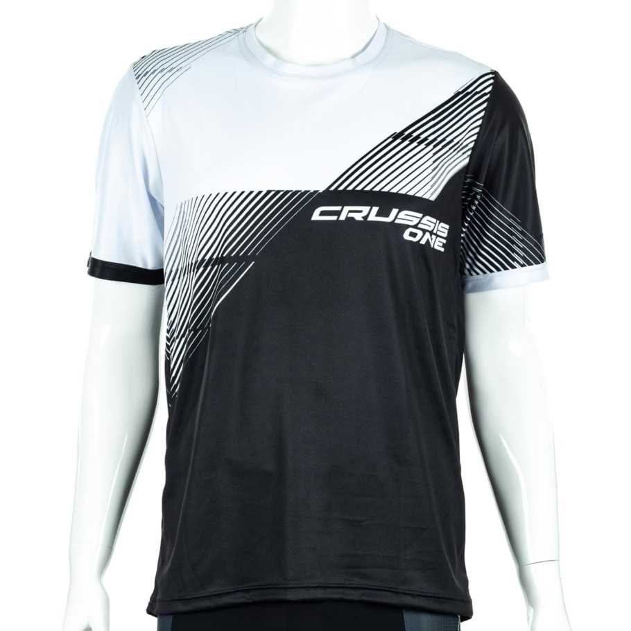 Pánské sportovní triko s krátkým rukávem Crussis ONE  černá/bílá