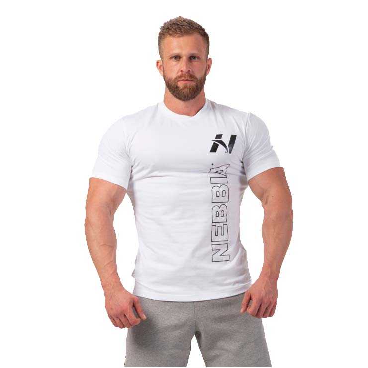 Pánské tričko Nebbia Vertical Logo 293  White  M