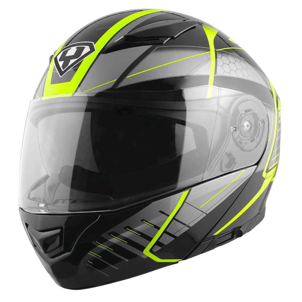 Výklopná moto helma Yohe 950-16  Black-Fluo Green  XS (53-54)
