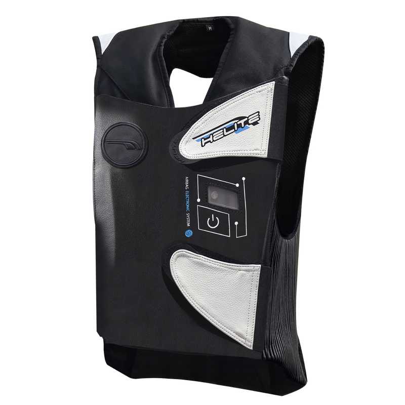 Závodní airbagová vesta Helite e-GP Air  černo-bílá  L rozšířená