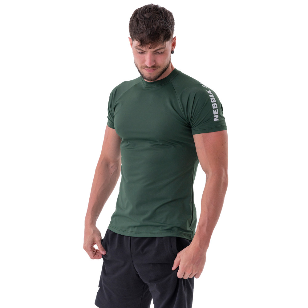 Pánské sportovní triko Nebbia „Essentials“ 326  Dark Green  L
