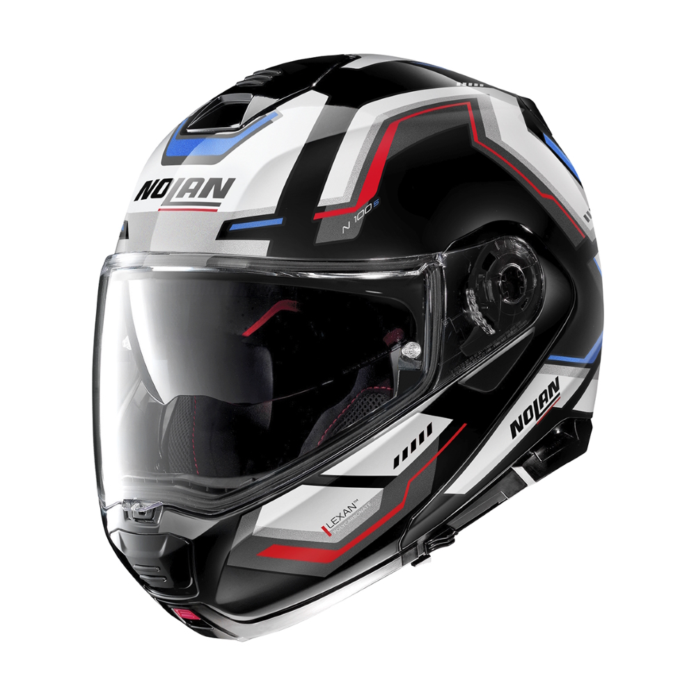 Moto helma Nolan N100-5 Upwind N-Com P/J  Glossy Black-Blue-Red